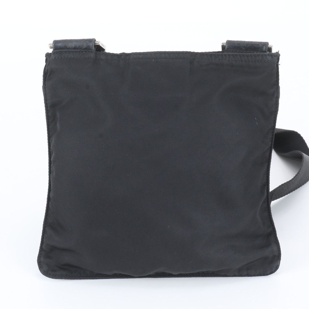 Prada Tessuto Nylon Triangle Logo Leather Shoulder Bag Crossbody Black — view 3