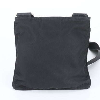Prada Tessuto Nylon Triangle Logo Leather Shoulder Bag Crossbody Black — view 3