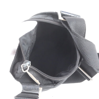 Prada Tessuto Nylon Triangle Logo Leather Shoulder Bag Crossbody Black — view 7