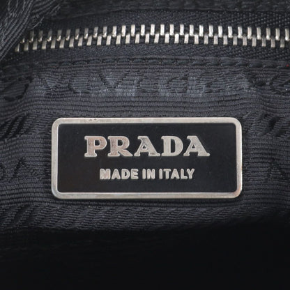 Prada Tessuto Nylon Triangle Logo Leather Shoulder Bag Crossbody Black — view 8