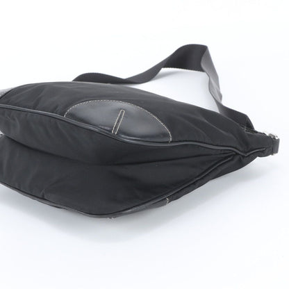 Prada Tessuto Nylon Triangle Logo Leather Shoulder Bag Crossbody Black — view 4