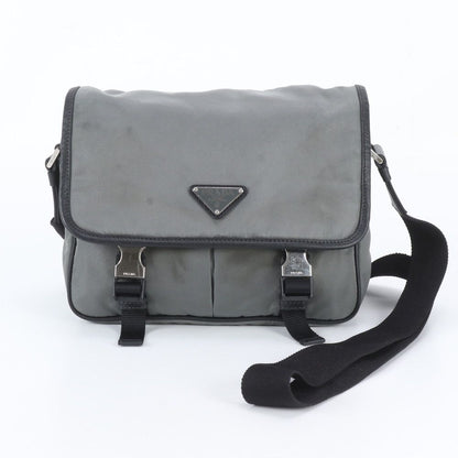 Prada Tessuto Nylon Triangle Logo Shoulder Bag Crossbody Messenger Gray