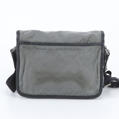 Prada Tessuto Nylon Triangle Logo Shoulder Bag Crossbody Messenger Gray — view 3