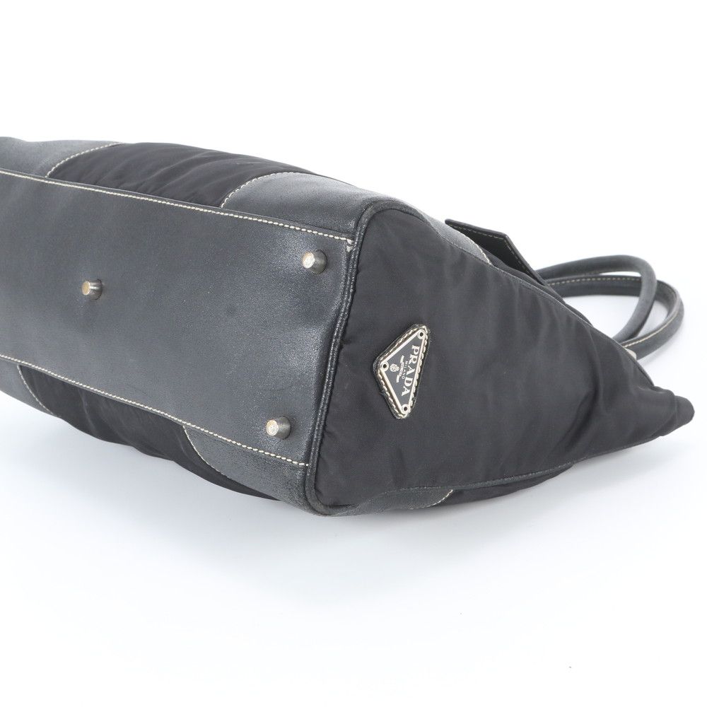 Prada Tessuto Nylon Leather Tote Bag Shoulder Hand Black — view 4