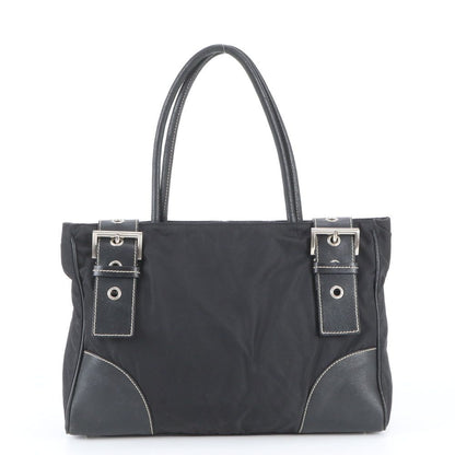 Prada Tessuto Nylon Leather Tote Bag Shoulder Hand Black
