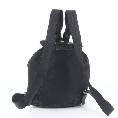 Prada Tessuto Nylon Triangle Logo Leather Backpack Black — view 2