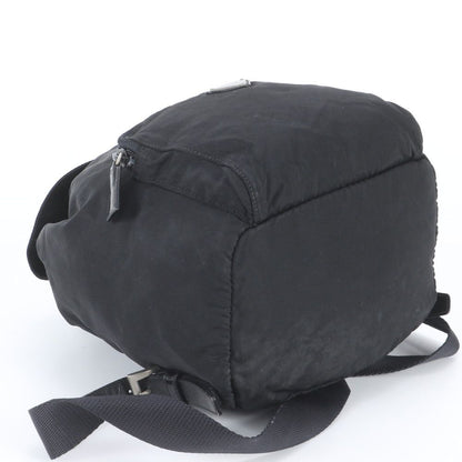 Prada Tessuto Nylon Triangle Logo Leather Backpack Black — view 4
