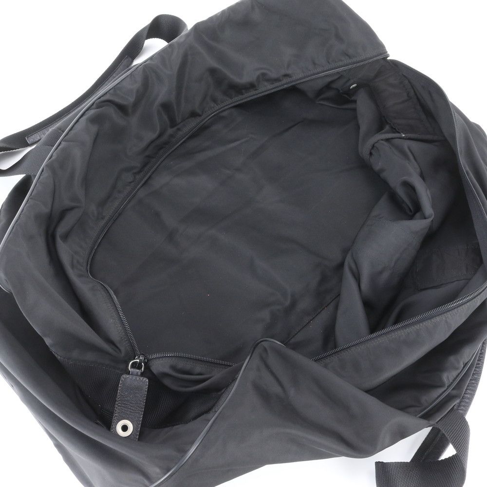 Prada Tessuto Nylon Triangle Logo Leather Boston Bag Tote Black — view 7