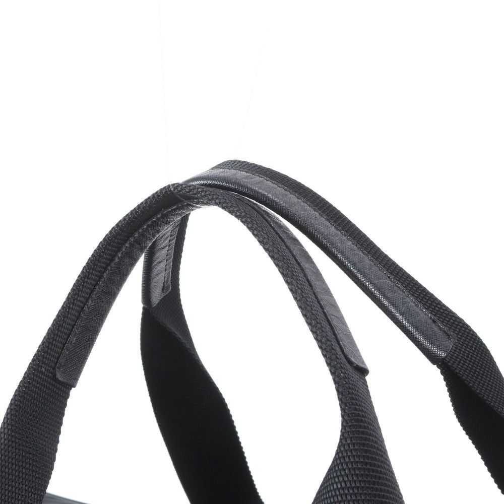 Prada Tessuto Nylon Triangle Logo Leather Boston Bag Tote Black — view 2