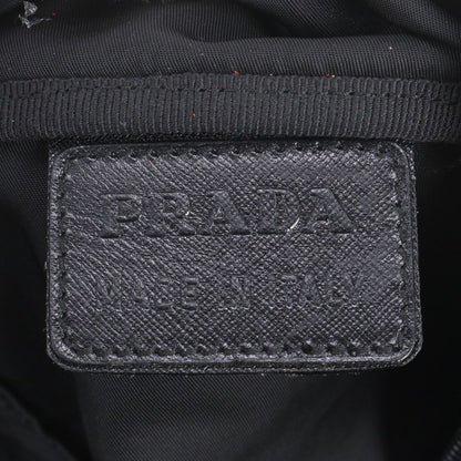 Prada Tessuto Nylon Triangle Logo Leather Boston Bag Tote Black — view 8