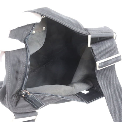 Prada Tessuto Nylon Triangle Logo Leather Shoulder Bag Crossbody Messenger Black — view 7
