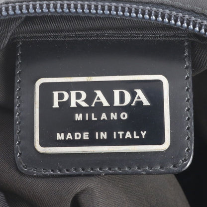 Prada Tessuto Nylon Triangle Logo Leather Shoulder Bag Crossbody Messenger Black — view 8