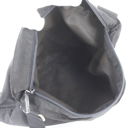 Prada Tessuto Nylon Triangle Logo Leather Shoulder Bag Crossbody Messenger Black — view 7