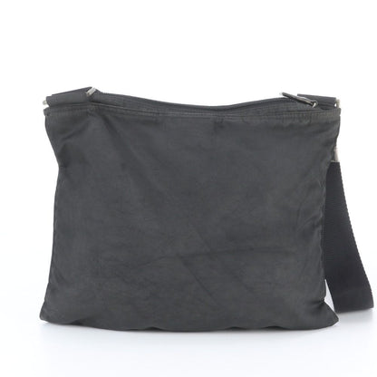 Prada Tessuto Nylon Triangle Logo Leather Shoulder Bag Crossbody Messenger Black — view 3