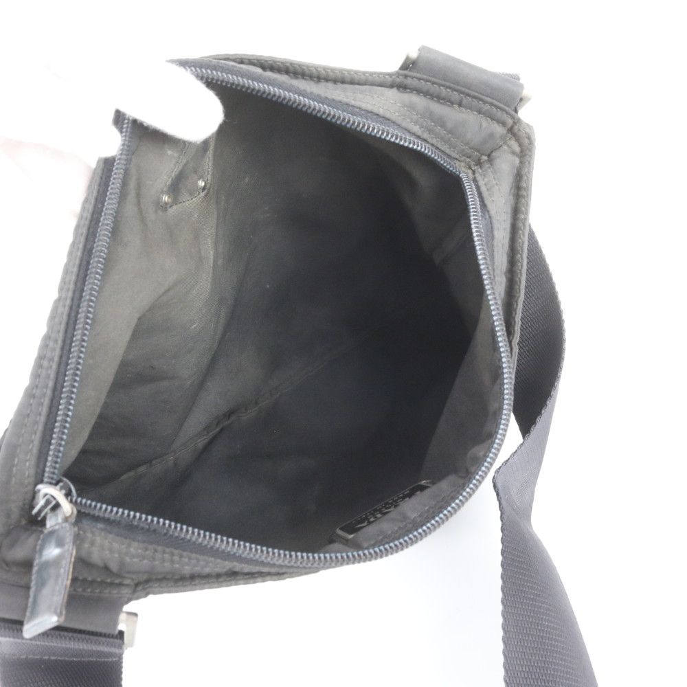 Prada Tessuto Nylon Triangle Logo Leather Shoulder Bag Crossbody Messenger Black — view 7