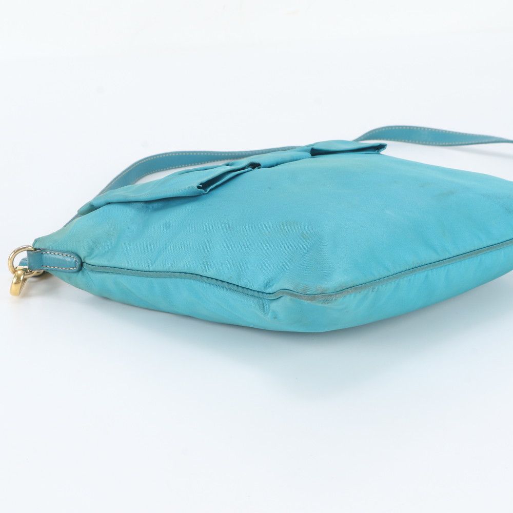 Prada Tessuto Nylon Ribbon Motif Leather Shoulder Bag Crossbody Hand — view 5