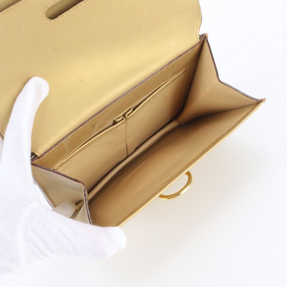Celine Vintage Leather Handbag Gold — view 8