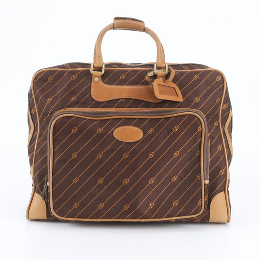 Gucci GG Shooting Star Leather Boston Bag Tote Carry Brown