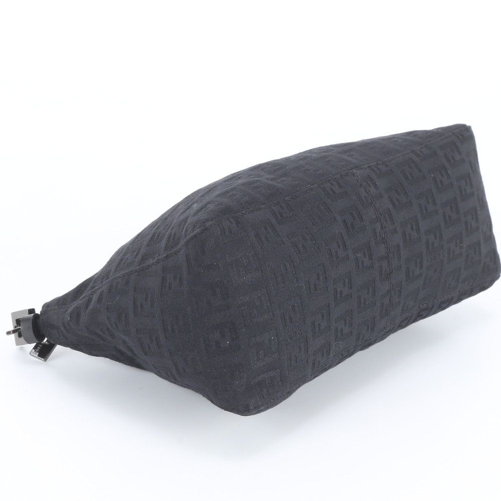 Fendi Zucchino Pouch Leather Canvas Handbag Black — view 4