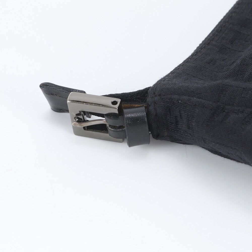 Fendi Zucchino Pouch Leather Canvas Handbag Black — view 8