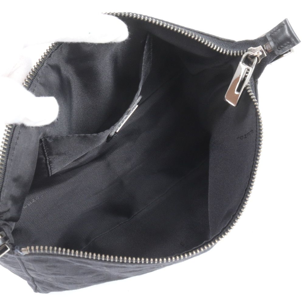 Fendi Zucchino Pouch Leather Canvas Handbag Black — view 6