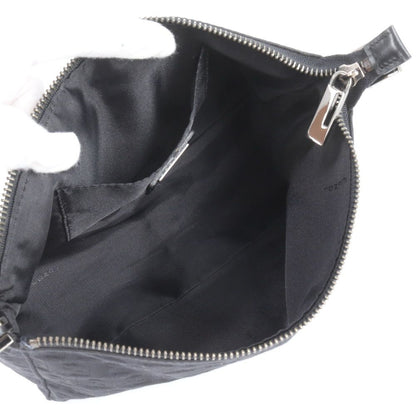 Fendi Zucchino Pouch Leather Canvas Handbag Black — view 6