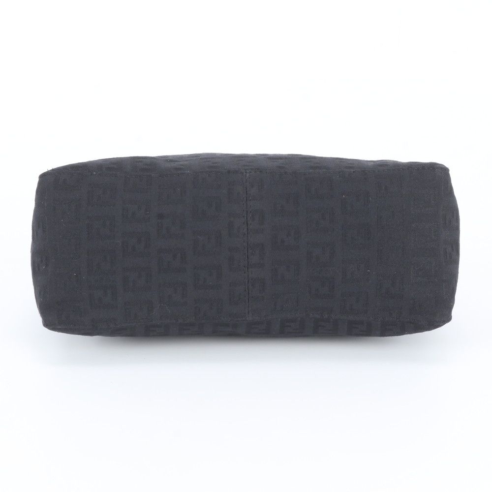 Fendi Zucchino Pouch Leather Canvas Handbag Black — view 5