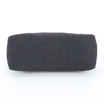 Fendi Zucchino Pouch Leather Canvas Handbag Black — view 5