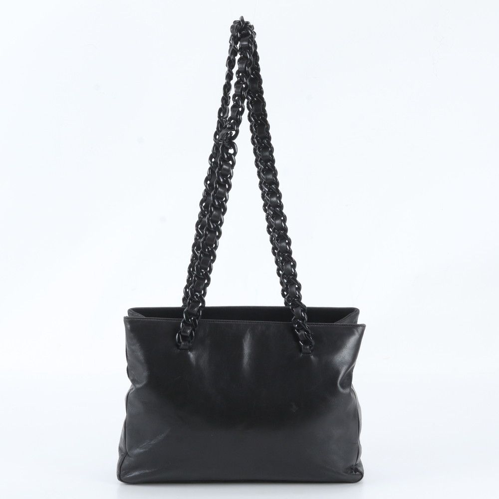 Prada Leather Tote Bag Shoulder Hand Black — view 3