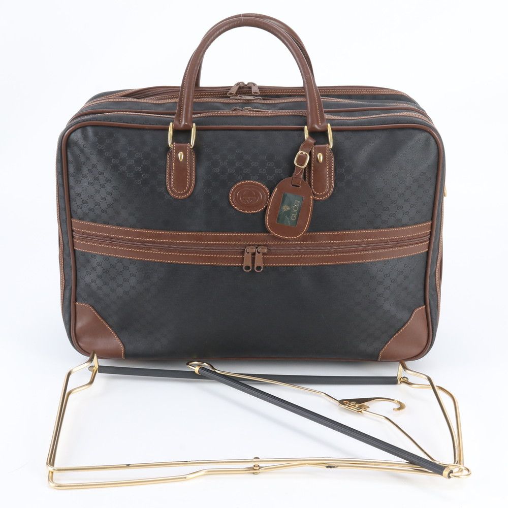 Gucci Micro GG 012 39 Leather Canvas Boston Bag Tote Carry