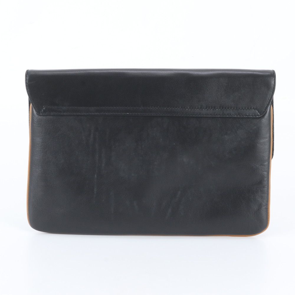 Celine Carriage Leather Clutch Pouch Business Black — view 2