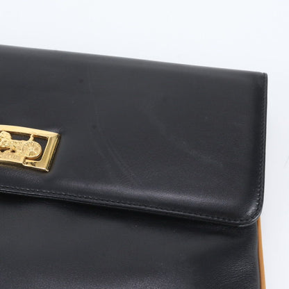 Celine Carriage Leather Clutch Pouch Business Black — view 8