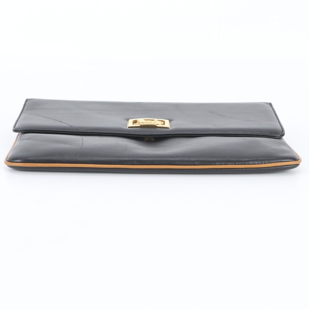 Celine Carriage Leather Clutch Pouch Business Black — view 5