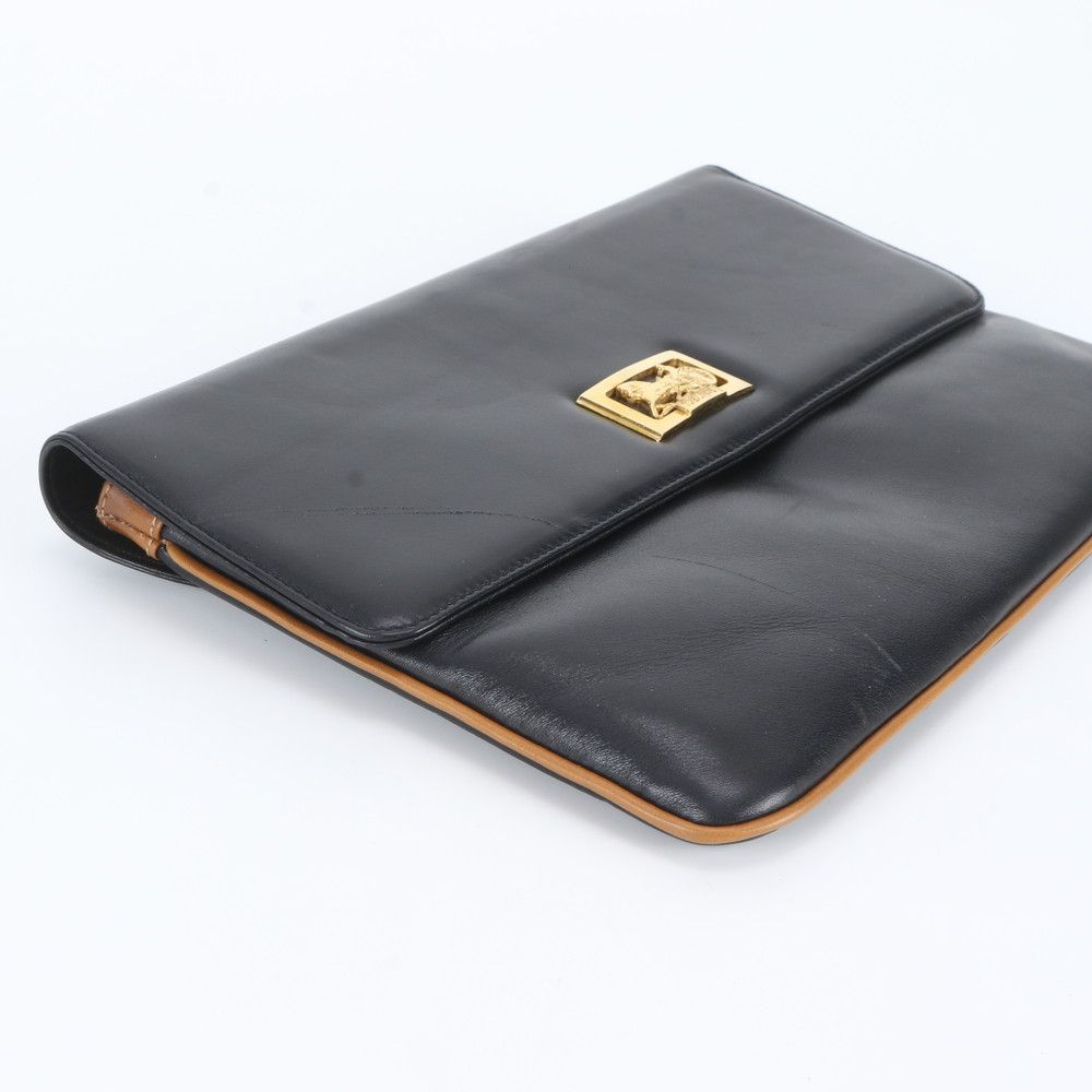 Celine Carriage Leather Clutch Pouch Business Black — view 4