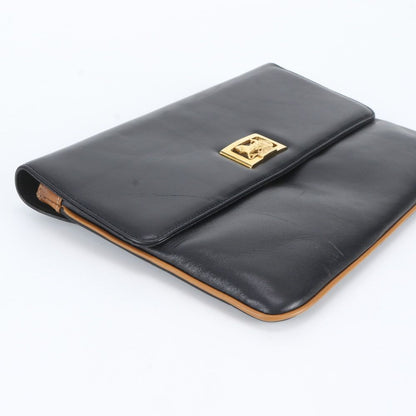 Celine Carriage Leather Clutch Pouch Business Black — view 4