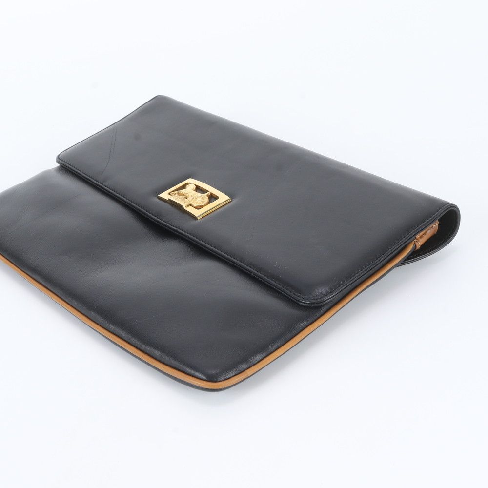 Celine Carriage Leather Clutch Pouch Business Black — view 3