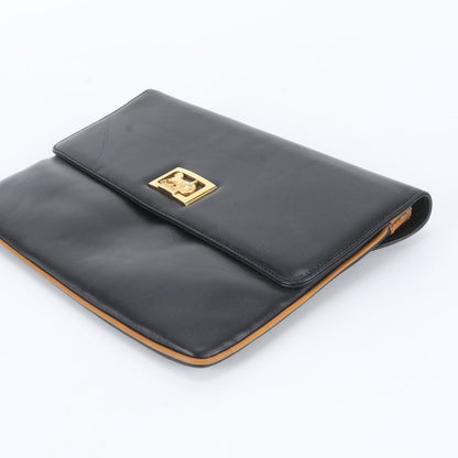 Celine Carriage Leather Clutch Pouch Business Black — view 3