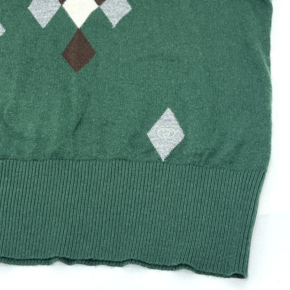 Gucci Polo Shirt Diamond Pattern Argyle Sweater Cotton Green — view 7