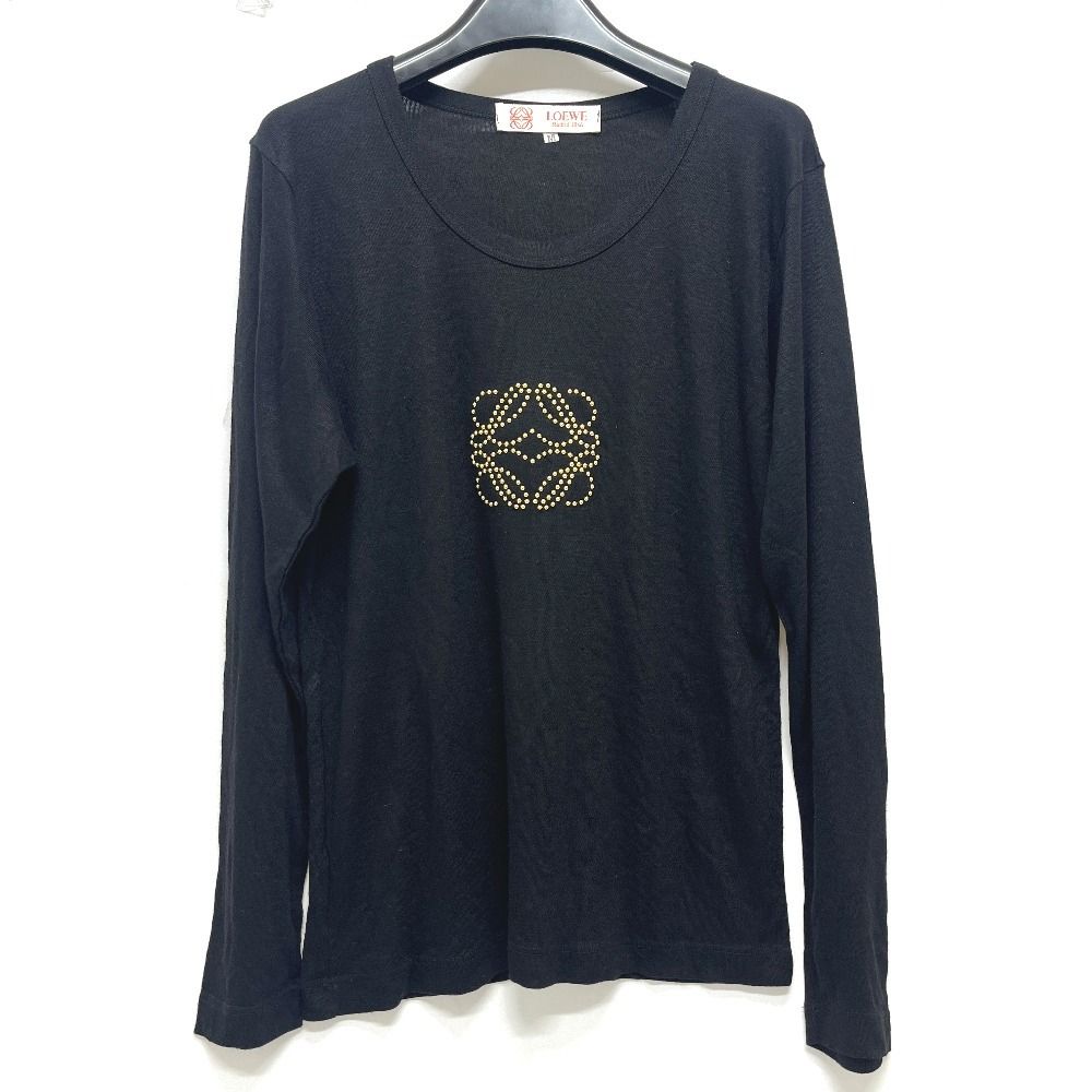Loewe Knit Gold Studs Anagram Logo Cotton Black Sweater