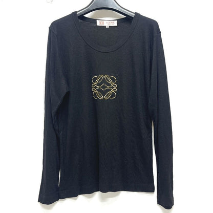 Loewe Knit Gold Studs Anagram Logo Cotton Black Sweater