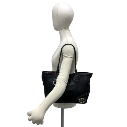Gucci New Brit GG Logo Leather Shoulder Bag Tote Black — view 2