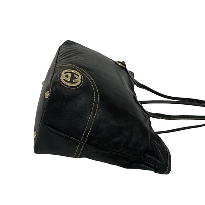 Gucci New Brit GG Logo Leather Shoulder Bag Tote Black — view 6