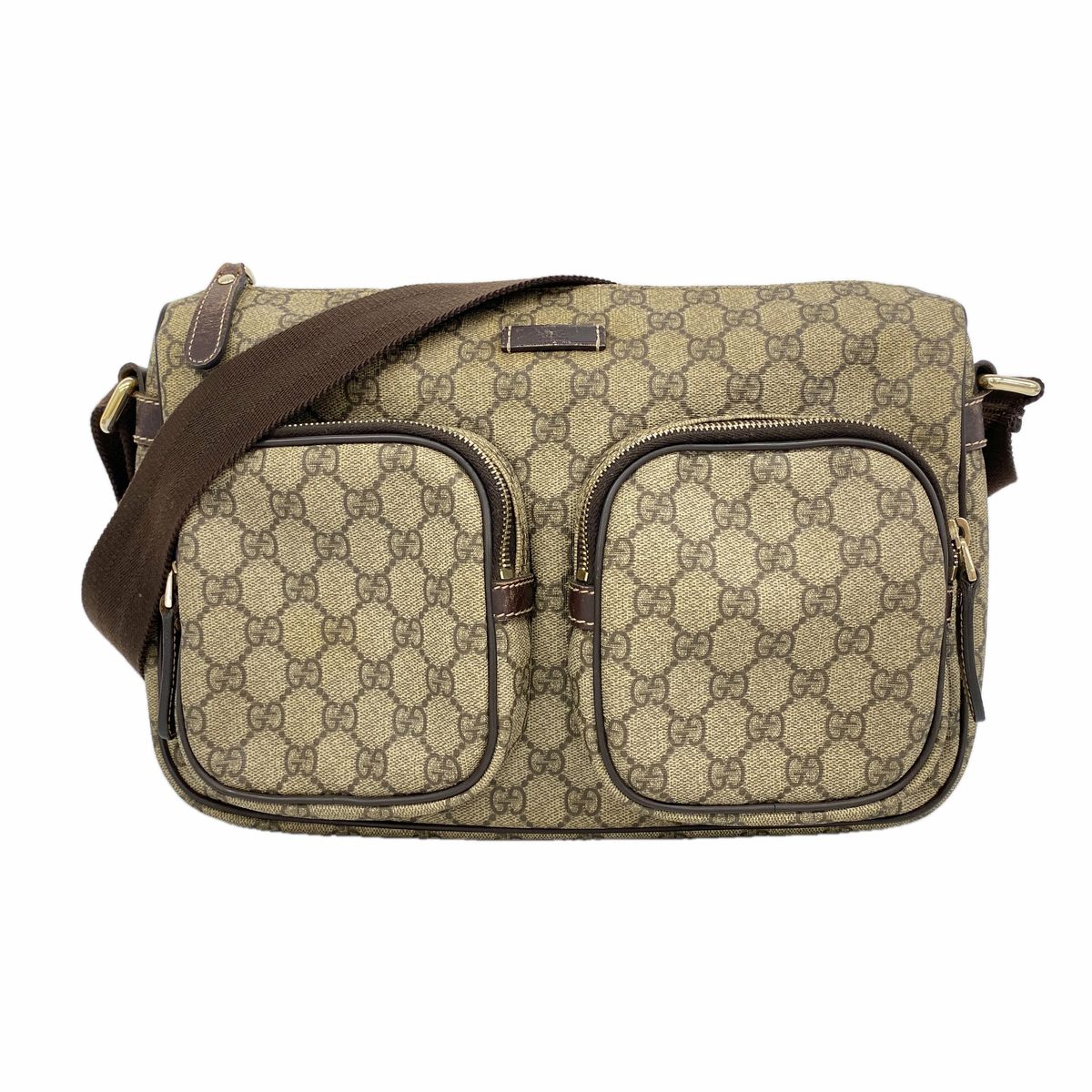 Gucci Shoulder Bag GG Supreme Brown Champagne Gold