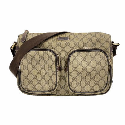 Gucci Shoulder Bag GG Supreme Brown Champagne Gold