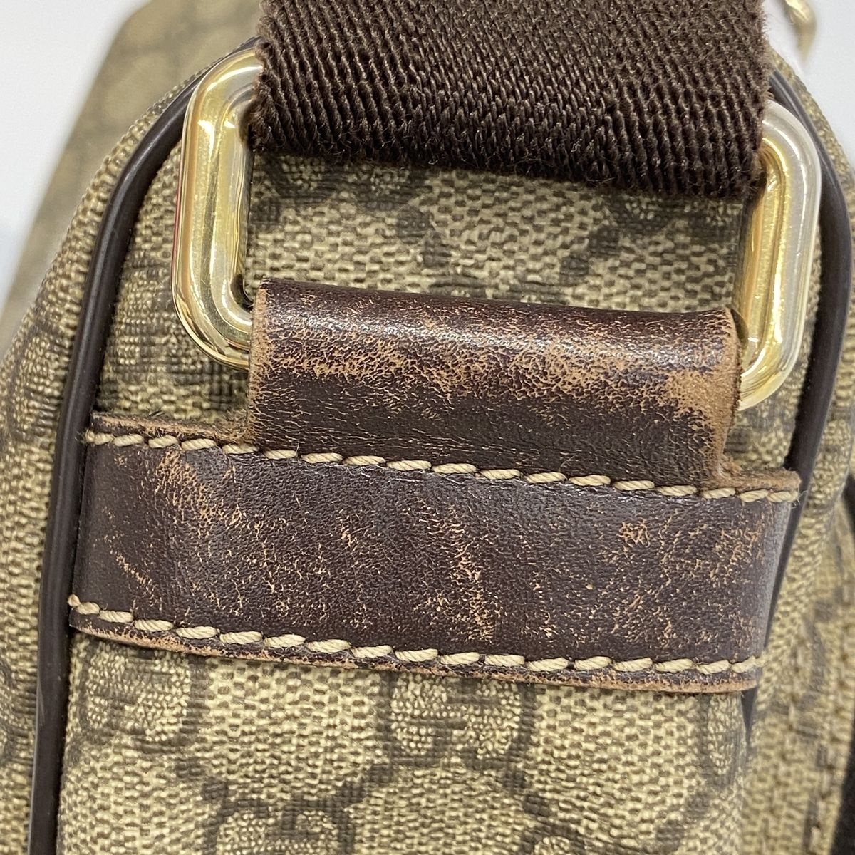 Gucci Shoulder Bag GG Supreme Brown Champagne Gold — view 8
