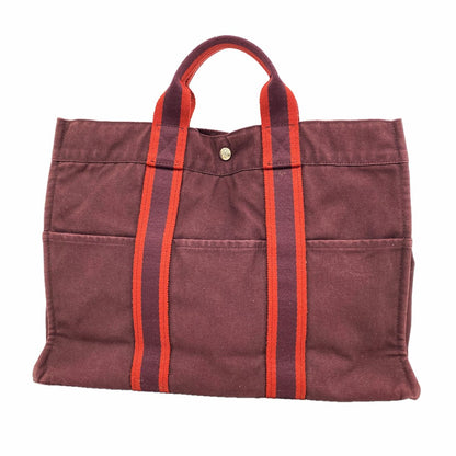 Hermes Tote Bag Fourre Tout MM Canvas Brown Silver