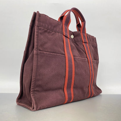 Hermes Tote Bag Fourre Tout MM Canvas Brown Silver — view 2