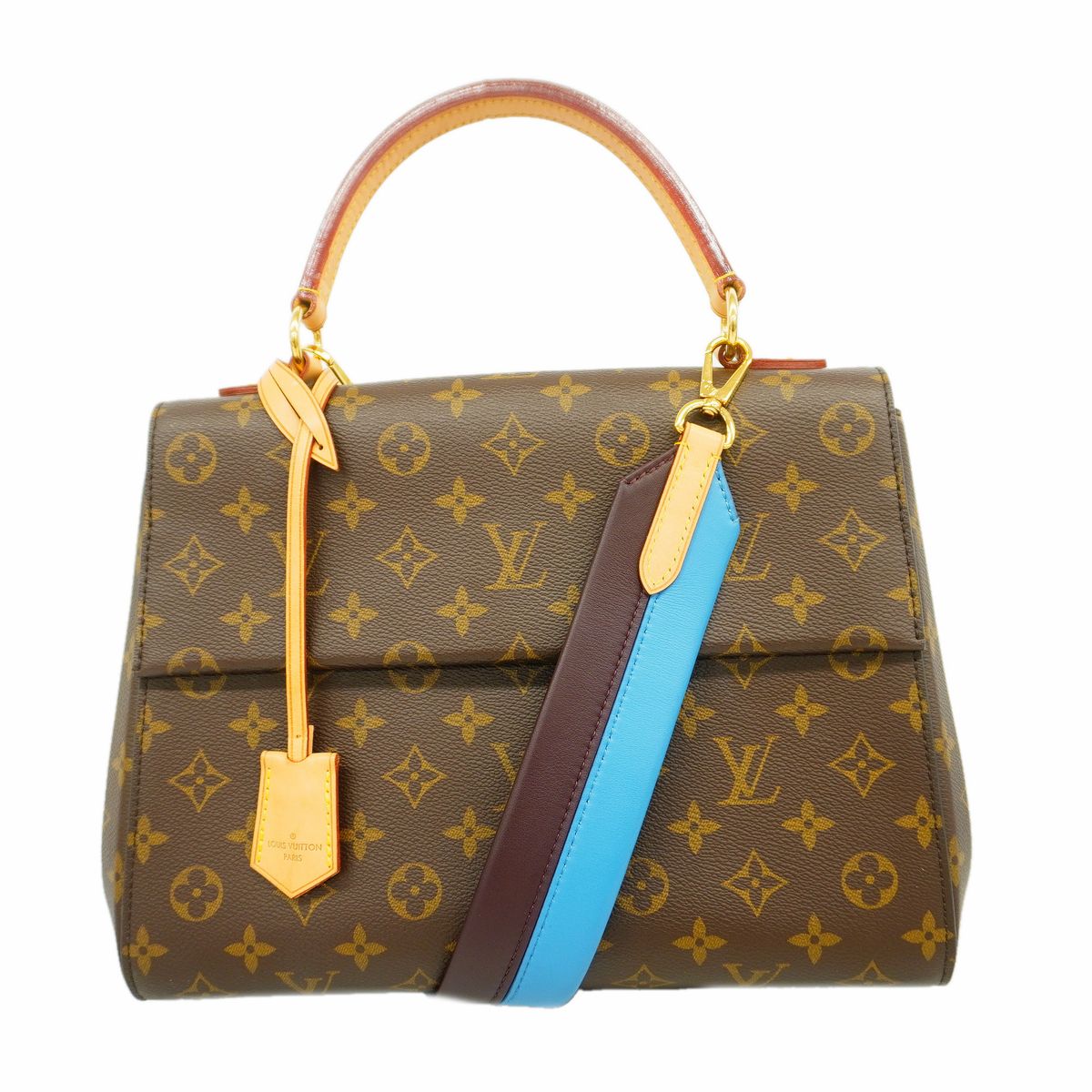 Louis Vuitton Handbag Monogram Cluny MM Brown Blue Gracial 2-Way Bag