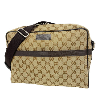 Gucci Shoulder Bag GG Canvas Beige Silver