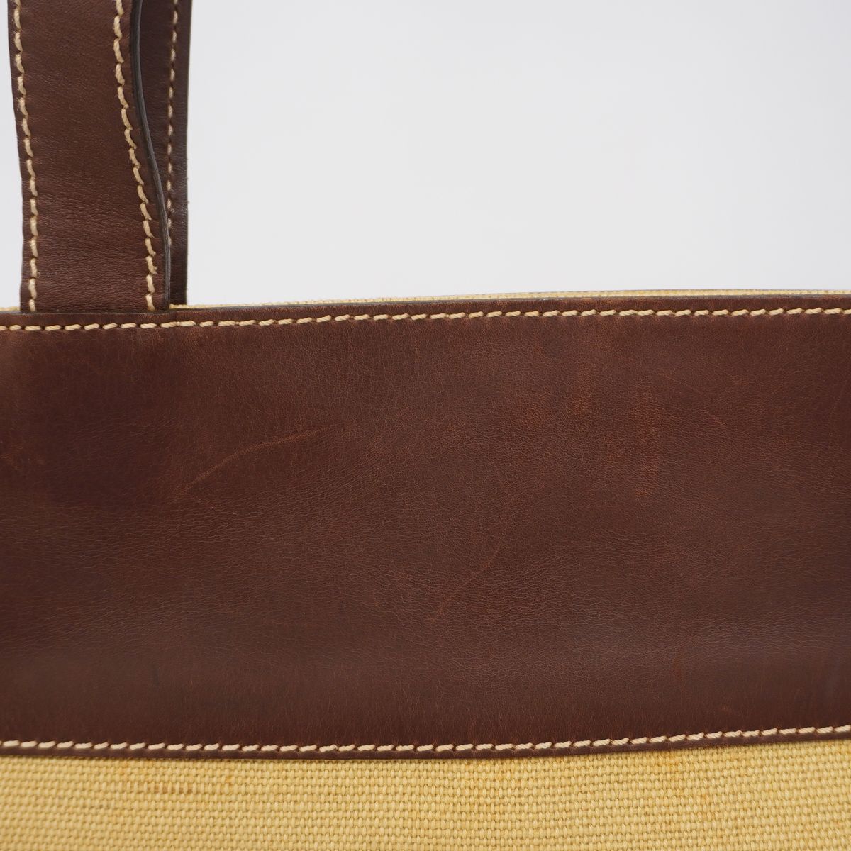 Chanel Tote Bag Canvas Beige Brown Gold — view 7